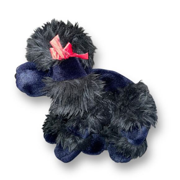 FAO Schwarz Plush Poodle Puppy Dog Stuffed Animal Red Bow Nursery Realistic 11" - Picture 10 of 10
